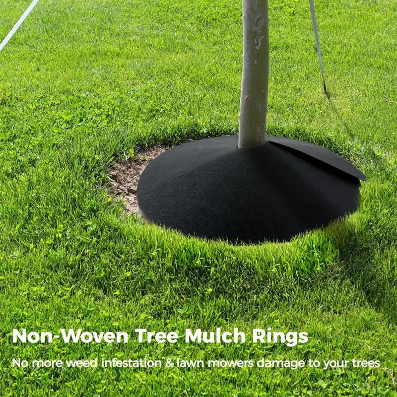 Tree Protection Weed Mat 6Pcs Round Tree Protector Mat 20 Landscape Staples Mulch Ring Protector Reusable Weed Barrier