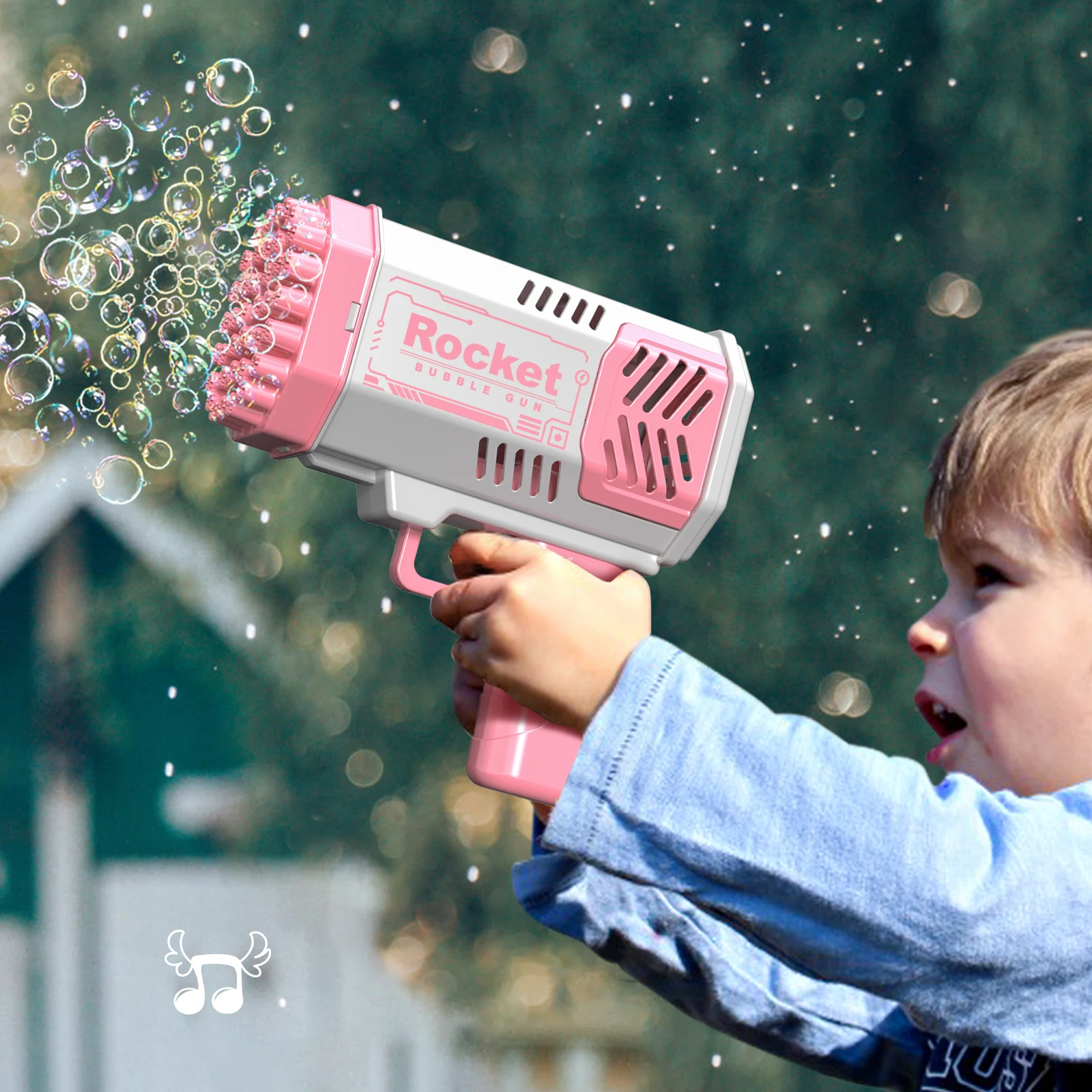 One Loaded Kids 40 Hole Rocket Launcher Handheld Portable Automatic Bubble Gun LED Light (Bubble Liquid & Batteries Excluded) 6