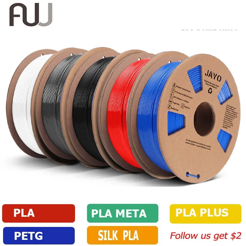 JAYO PETG PLA+/PLA/ SILK Rainbow/Wood 3D Printer Filament 5 Rolls 1.75mm Filament Environmental Material For 3D Pen & Printers