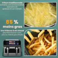 Friteuse à air chaud double panier 9 L XXL 2200w friteuse à air multifonction programmes automatiques avec écran tactile LED friteuse à air chronoméable 4