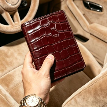 Hiram Beron Cover per passaporto personalizzata portafoglio di lusso in pelle di coccodrillo goffrata Anti RFID di lusso
