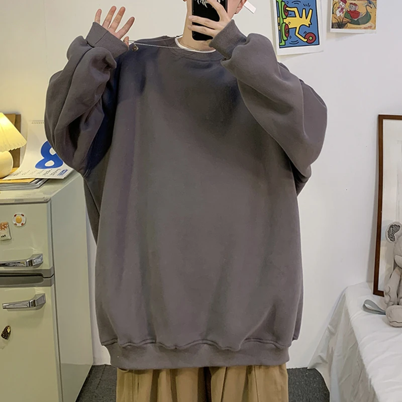 

Casual Men Basic Sweatshirts Fashion Oversized Streetwear Drop Shoulder Long Sleeve Tops Hoodies Male Harajuku Hoodies Pullovers