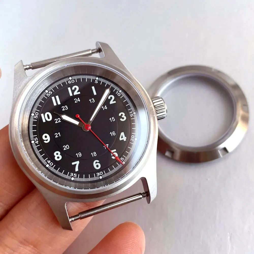 Pilot Titanium/Stainless Steel Watch Case with Sapphire Glass and Luminous Sunburst Dial, 36mm, 20ATM