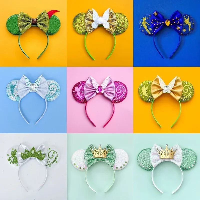 Disney Cinderella Ears Headband For Women Crown Bow Sequins Hairbands Girl Crystal Shoes Hair Accessories Kids Carnival Hairband
