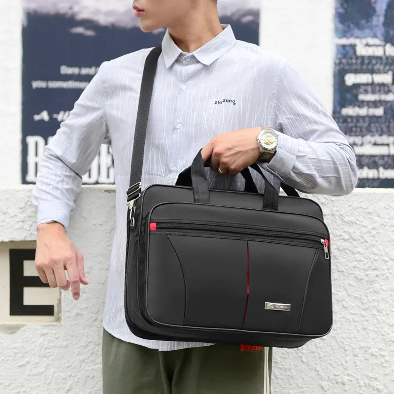 Leather Briefcase Men's Business Briefcase Weekend Travel Document Storage Bag Laptop Protection Handbag Material Organize Pouch Accessories Items