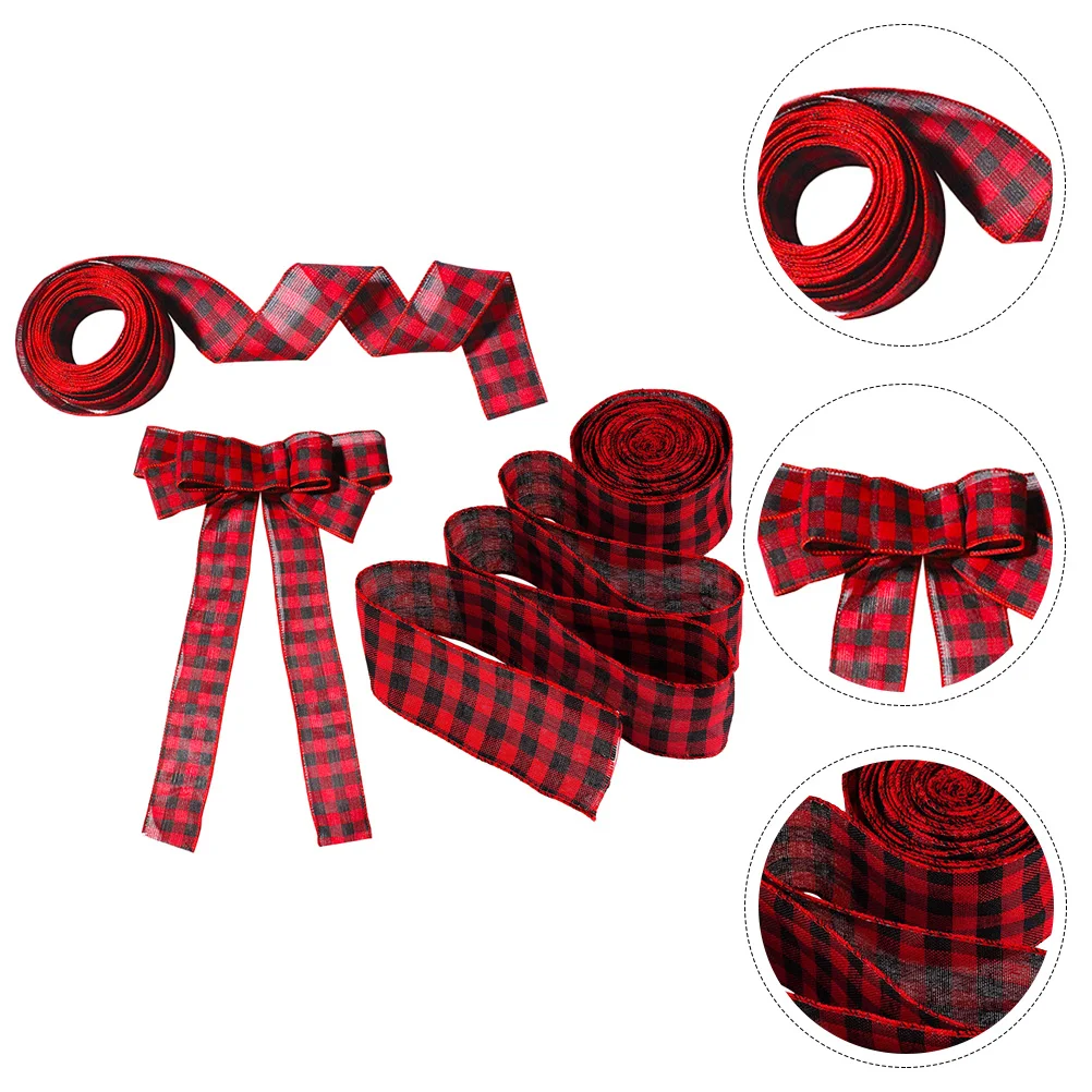 

3pcs Christmas Plaid Ribbon Wired Burlap Ribbon Craft Holiday Ribbon Decorative For Christmas Holiday Tree Bow Wreath Gift DIY