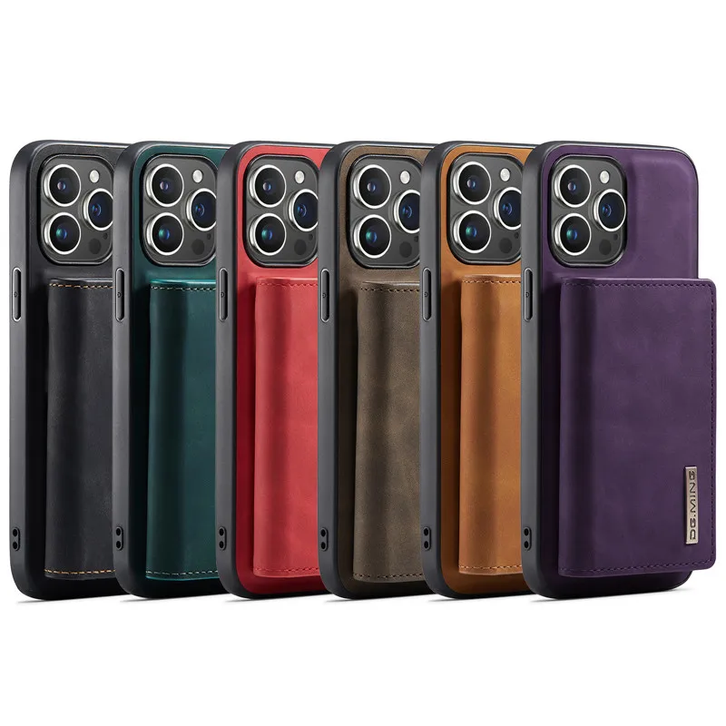 Pu Leather Phone Case Iphone 12 13 Mini 14 Plus 15 Pro Max Cover Wallet Card Slot Shell