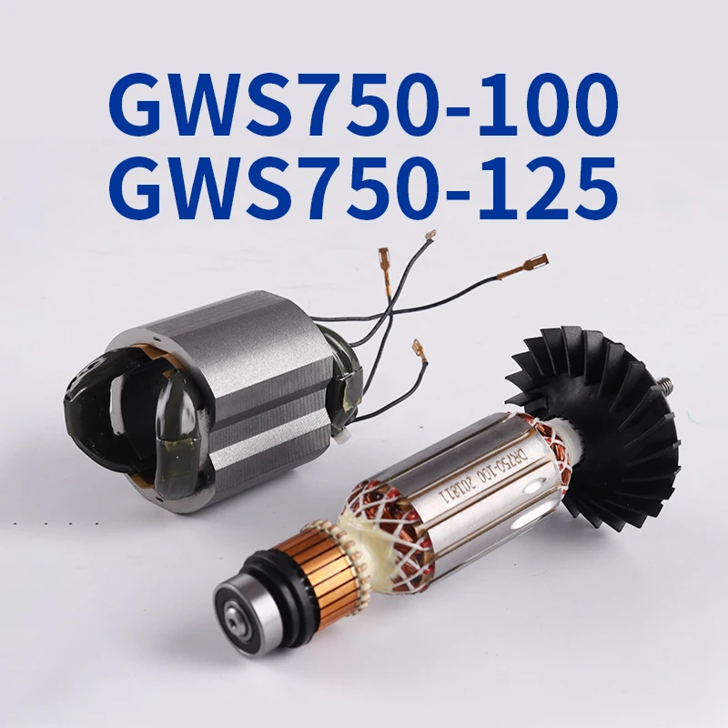 GWS750-100 Armature Rotor Genuine for Bosch GWS750-100 750-125 Angle Grinder Armature Rotor Anchor Stator Coil Replacement Parts ac 220v replacement angle grinder part armature motor rotor stator for hitachi g15sa2