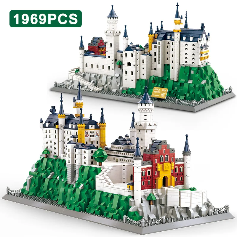 

City Germany Neuschwanstein Castle World Famous Architecture Model Building Blocks New Swan Lake Castle MOC Bricks Toys Kid Gift