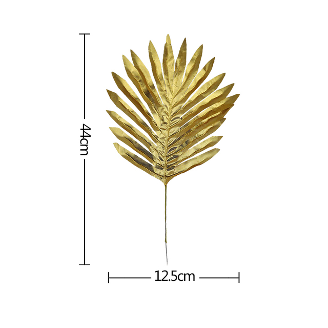 Gold Artificial Monstera Tropical Plam Tree Leaves Photography Background Fake Plant Wedding Birthday Party Home Decoration