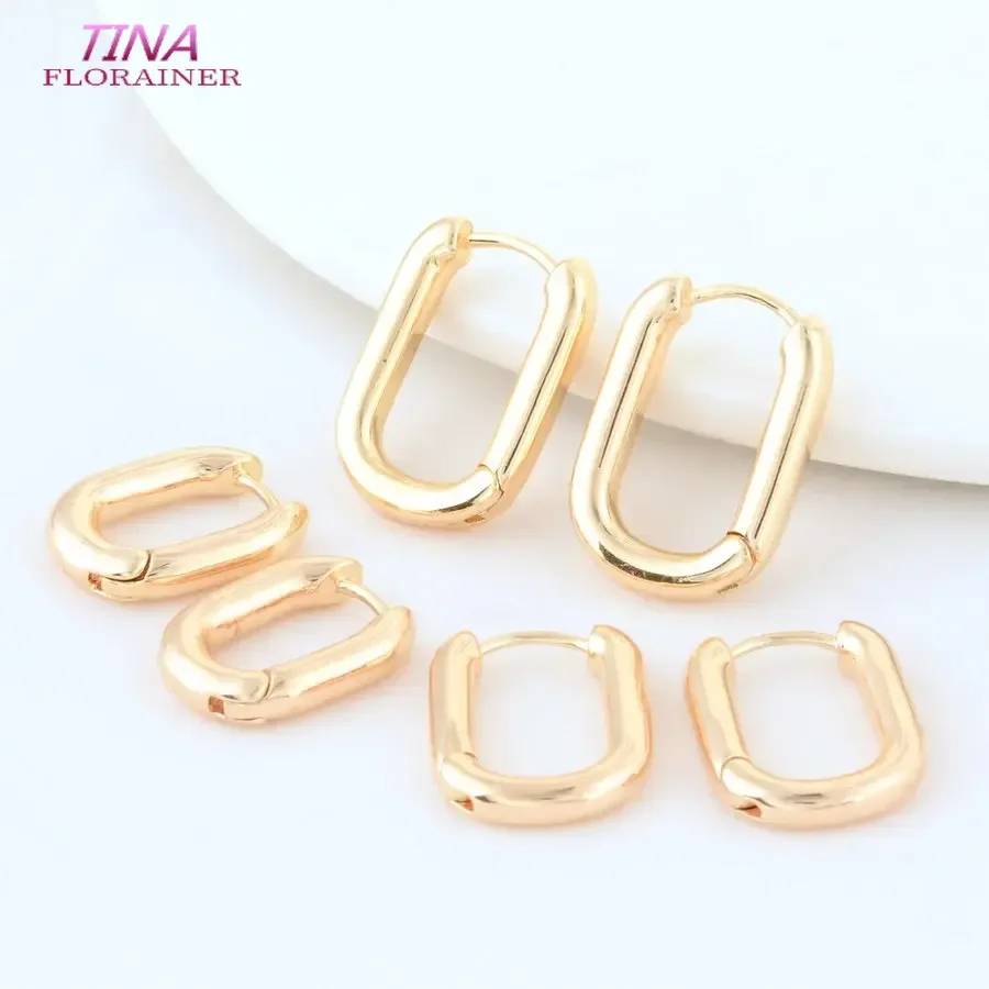 4 Stück 16mm 18mm 20mm 14 Karat Gold Farbe Messing ovale Ohrringe Creolen hochwertige Schmuck herstellung liefert DIY Befunde Zubehör