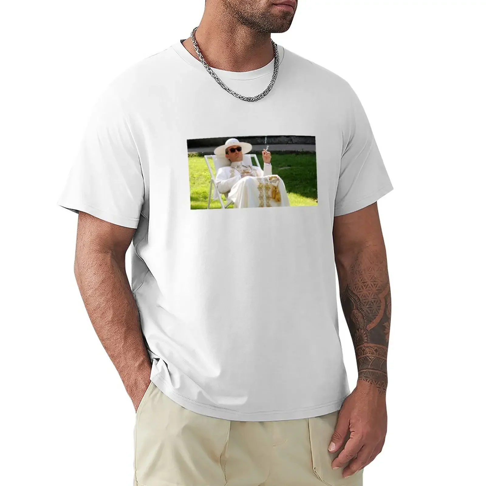 

The Pope chilling T-Shirt sublime korean fashion men clothings oversized plain blanks mens tall t shirts