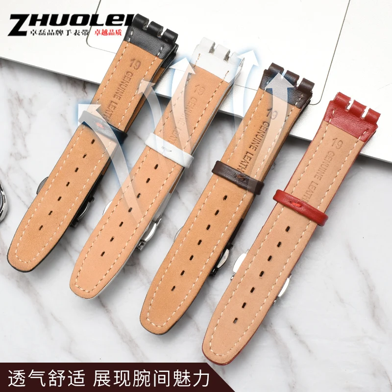 Genuine Leather Watch Strap with Steel Buckle in Multiple Colors
