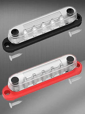 DaierTek Battery Bus Bar Terminal Block 12V Marine 7 x 1/4" (M6) Power Distribution Block 12V - 48V Busbar Terminal Block