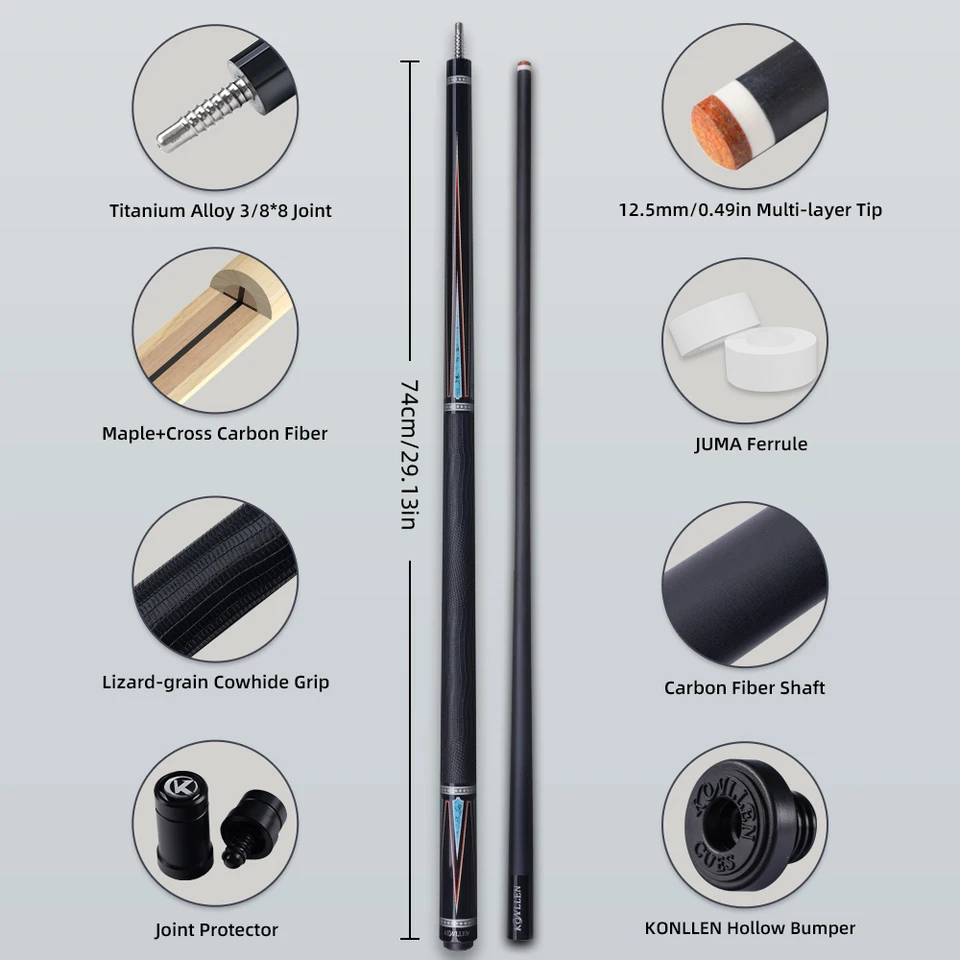 KONLLEN カーボンファイバープールキュースティック KL-08 低たわみ