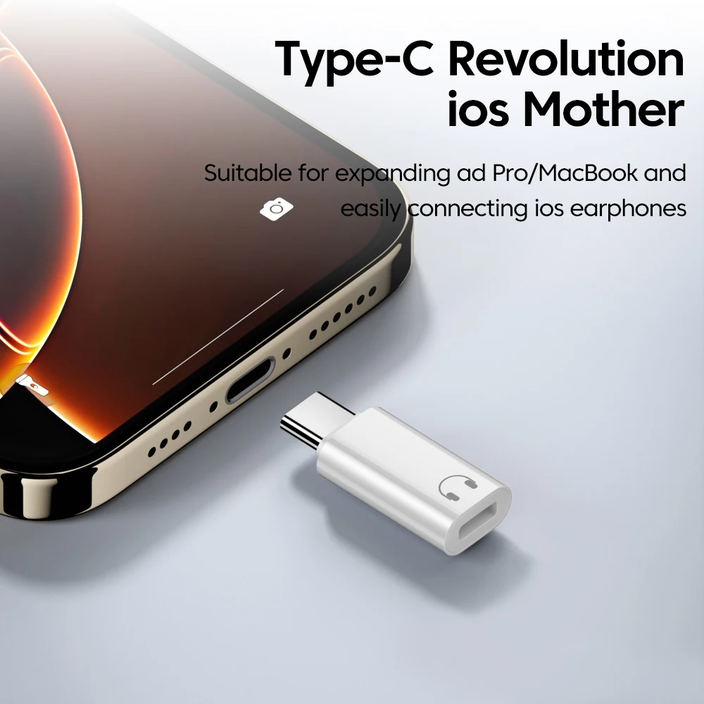 Type C to Lightning Headphone Adapter Voice Call IOS Female to USB C Male Audio Aux Converter iPhone 15 16 iPad Notebook lightning to headphone adapter audio headphone adapter lightning to usb c adapter ios to type c adapter