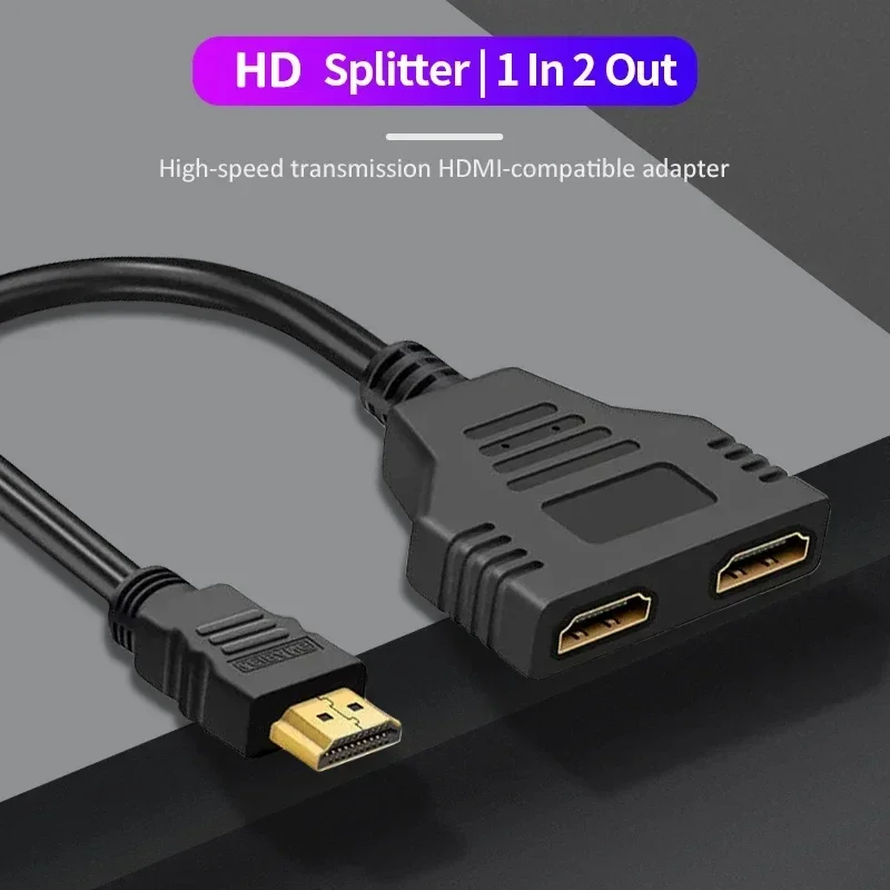 1 in 2 out HDMI Splitter 1080P HDMI Adapter HDMI Male To 2 HDMI Female Head Adapter HD Male To Female Cable for PC Laptop TV Box