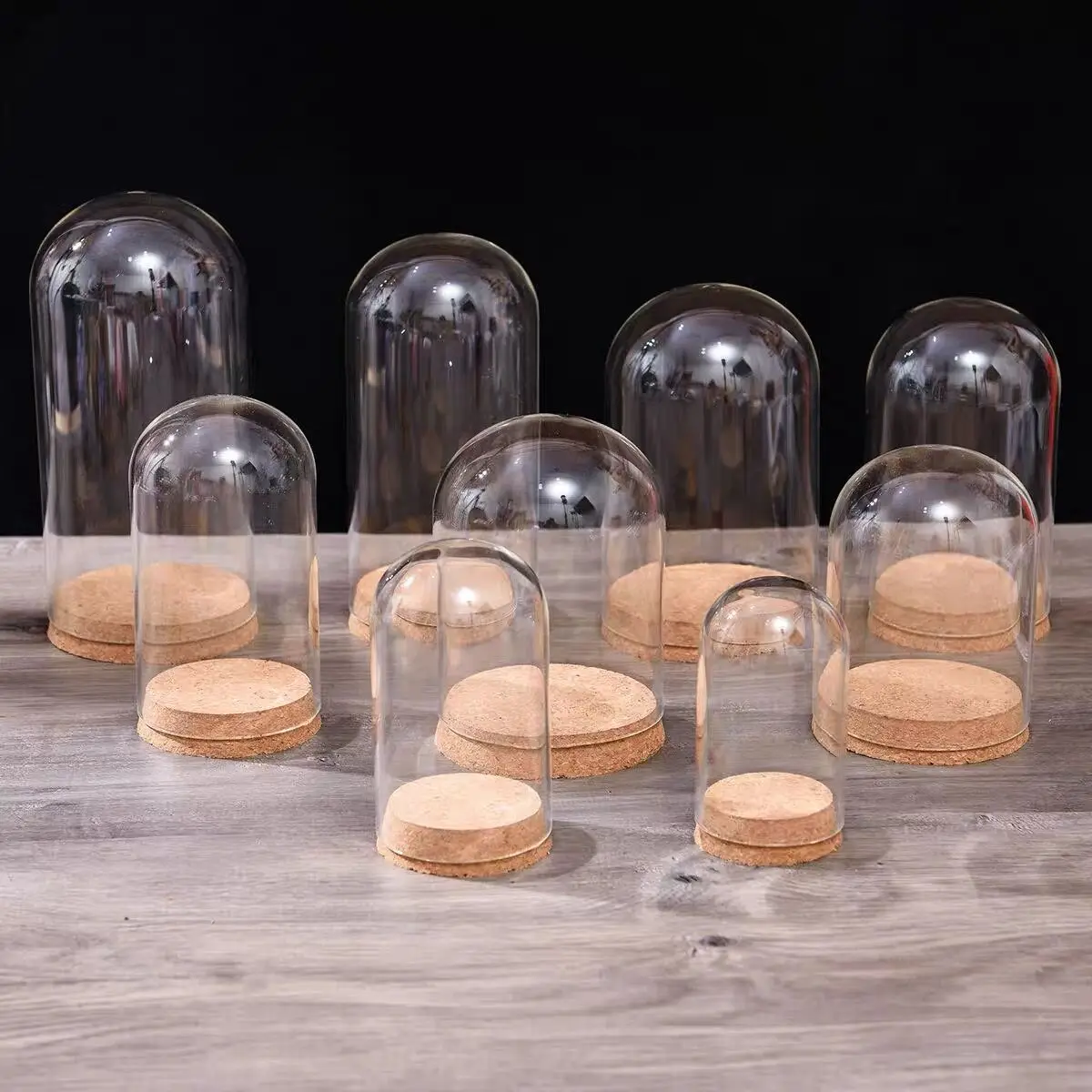 1X Mix Size Micro Landscape Eternal Transparent Flower Glass Cover DLY Cover Glass Dome On Cork Base Home Office Table Decor