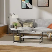 Coffee Table, White Modern Coffee Tables for Living Room, Detachable 2 Small Coffee Tables, Faux White Marble 2