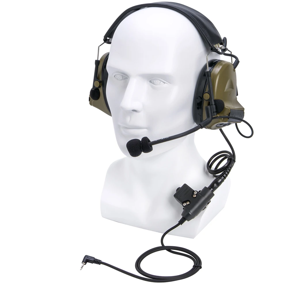 U94 PTT+green Tactical Headset and Noise Reduction Hearing Protection Shooting Headphone for Motorola T5620 T6200 6200C TKLR T3 u94 ptt brown tactical headset and noise reduction hearing protection shooting headphone for walkie talkie icom v8 v80 v82