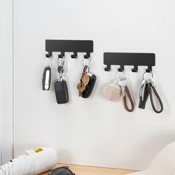 Set of 2 Sleek Black Wall - Mounted Key Holders - Modern Metal Key Rack with Easy Installation (Black 2pcs)