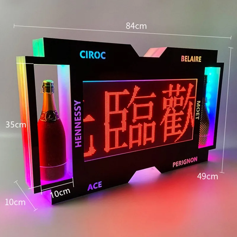 Rechargeable APP Programmable Scrolling LED Message Board Sign VIP Bottle Service Marquee Board Neon Sign Light Box
