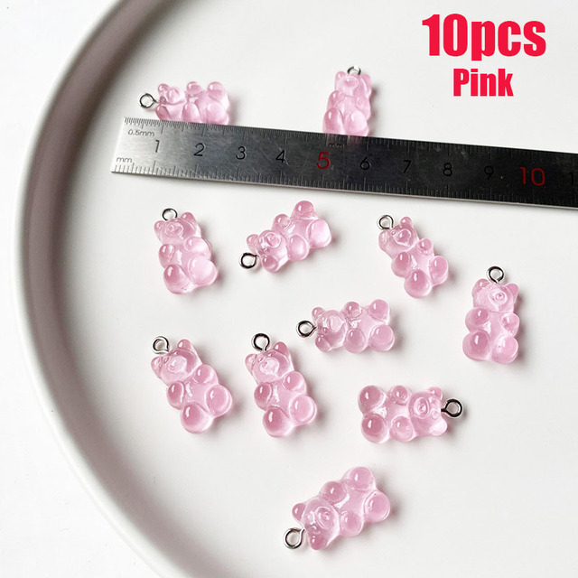 Colorful Gummy Bear Pendant Charms for Necklace Bracelet Diy Earrings Jewelry Bears Valentine's Day Gift 2.1*1.1cm