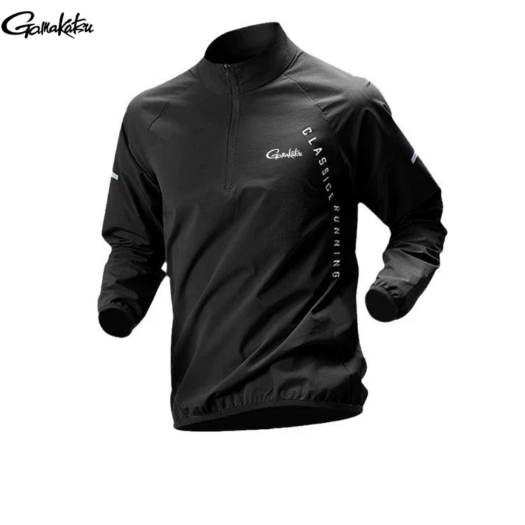 Gamakatsu Fishing Men's Half-Zip Training Suit Quick-Drying Long-Sleeve Clothes Sporty T-Shirt For Fitness And Running fishing shirt fishing clothes