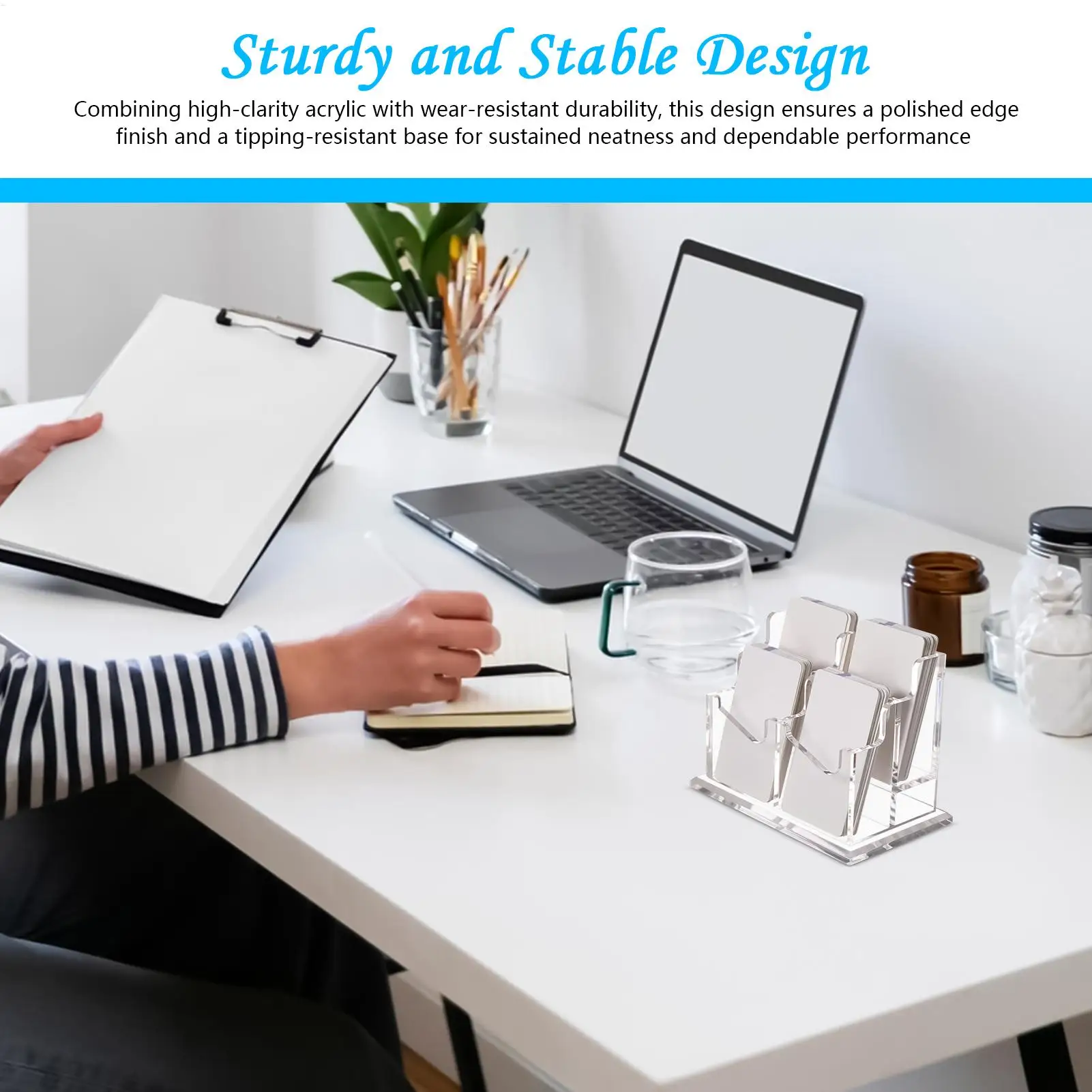 Acrylic Business Card Holder Clear Business Name Card Display Stand Multi-Slot Desktop Display Organizer Stand for Offices