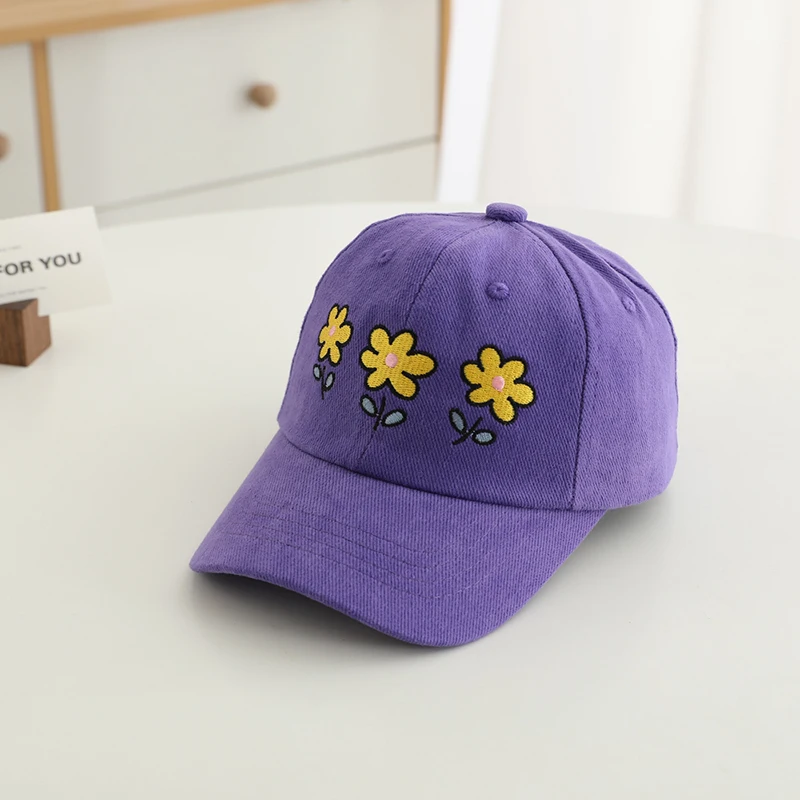 Baby Girls Baseball Summer School Cartoon Flowers Children Outdoor Kids Caps for 2-8Years Adjustable Sports Hats Cotton