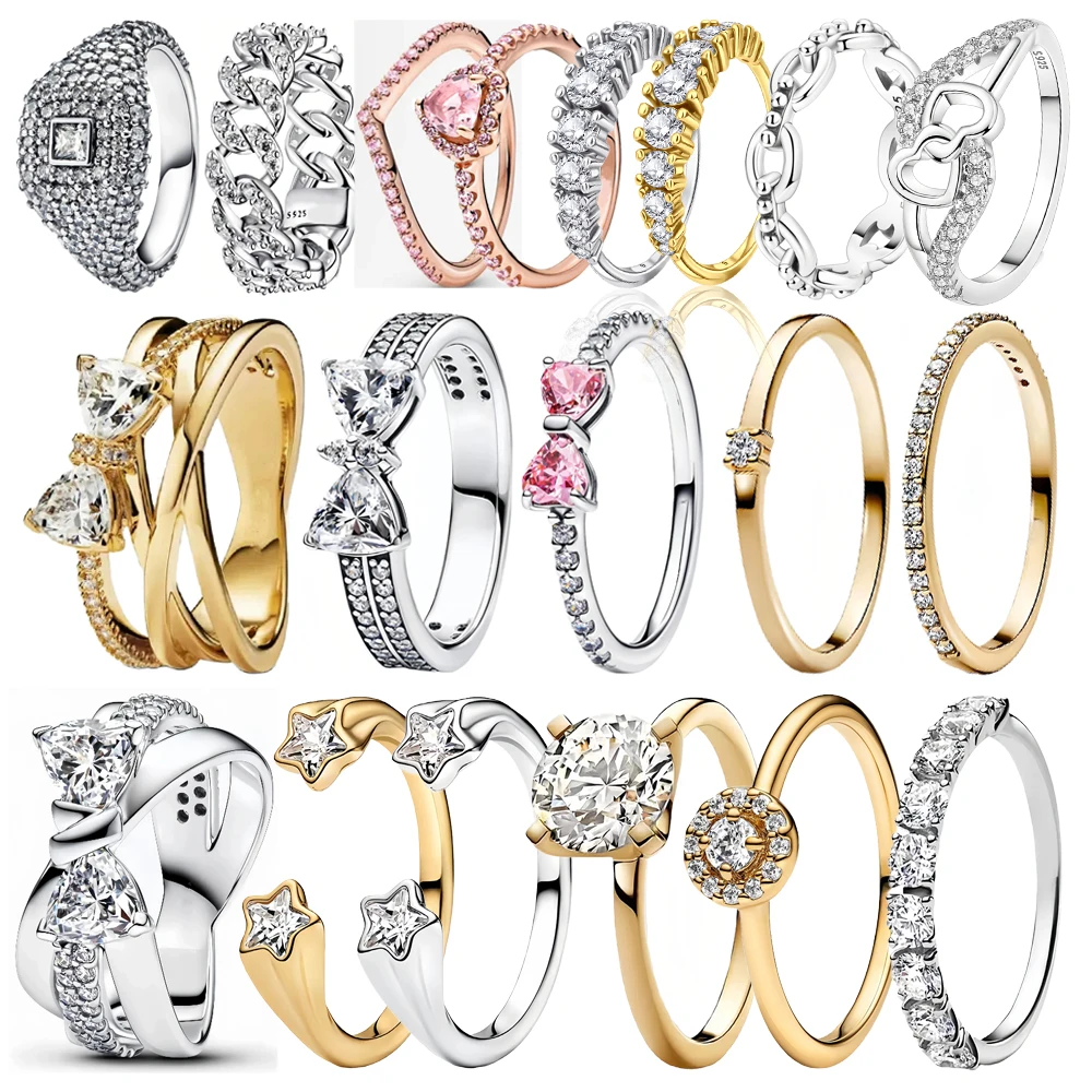 Silver Ring 925 Sterling Christmas Series Love Butterfly Five Pointed Star Zircon Inlay Fashionable Temperament