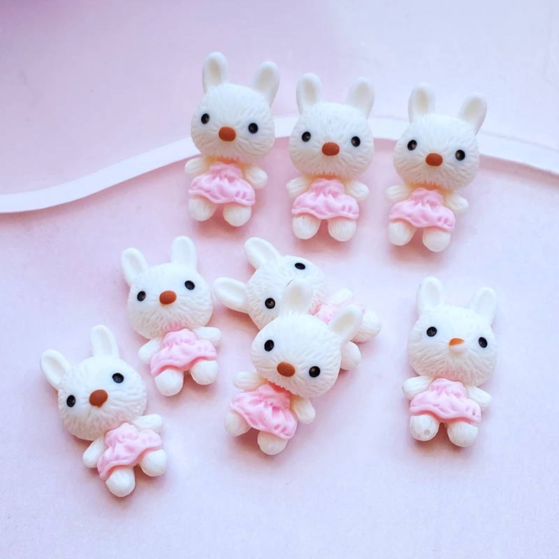 Cute Cartoon Little White Rabbit Flat Back Resin Cabochons Scrapbooking DIY Jewelry Craft Decoration Accessories 10Pcs rabbit ornaments rabbit ornament ornament crafts resin crafts accessories resin ornaments resin crafts