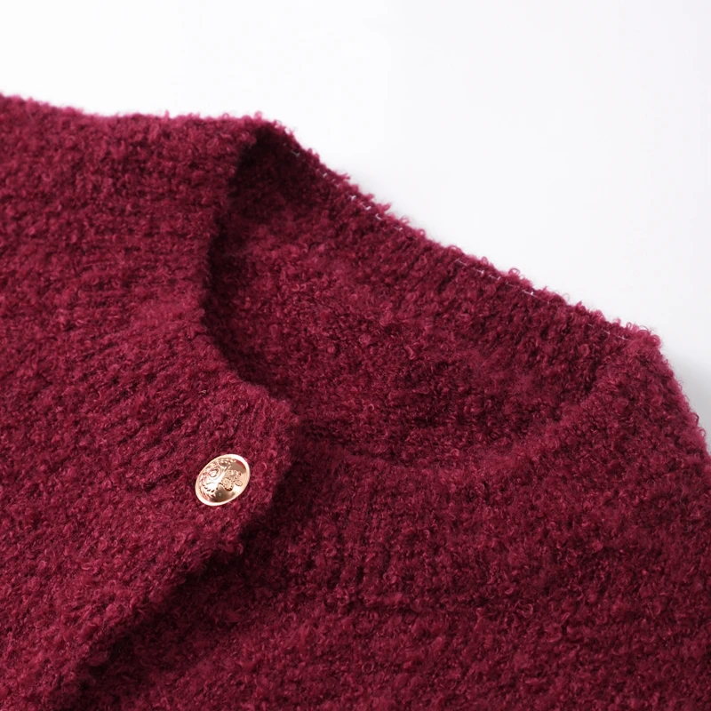 Solid Single Breasted Knitted Cardigan Women Autumn Elegant Long Sleeve O-Neck Sweater Causal Female Knitwear 5