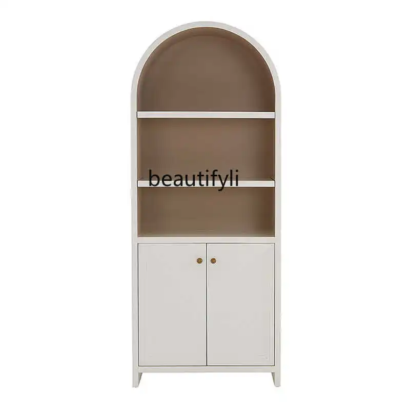 

Retro Solid Wood Bookcase French Arch Storage Organizer Shelf Living Room Home Floor Wall Display Cabinet