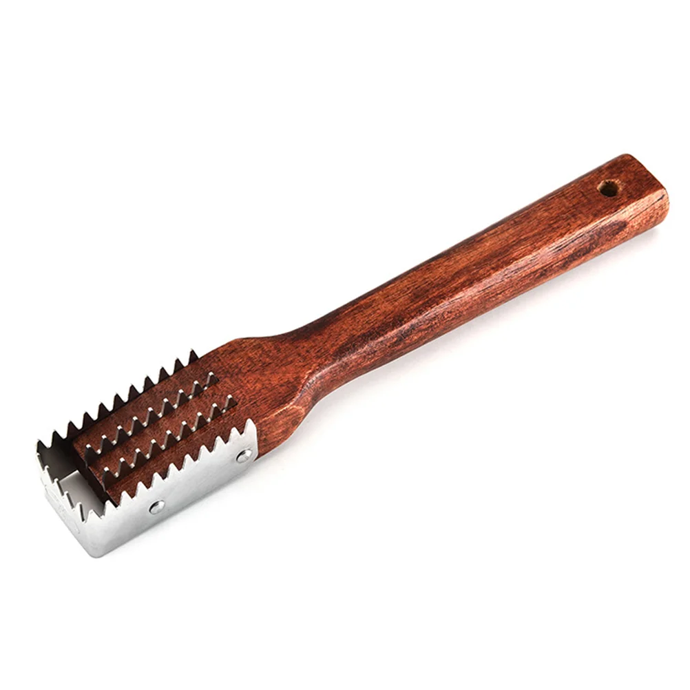 

Fish Scale Scraper Stainless Steel Cleaning Rosewood Handle Scraping Brush Kitchen Tool Scale Remover for Restaurant Home