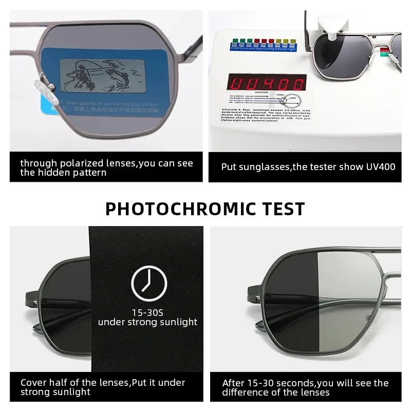 Vintage Photochromic Polarized Sunglasses - Fashionable Anti-Glare UV400 Shades