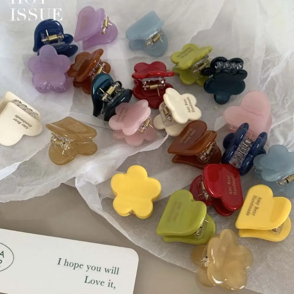 Sweet Acetic Acid Hairpin Flower Hair Clip Small Grab Clip Headwear Heart Hair Clip Geometry Love Acetate Mini Hair Claw Travel
