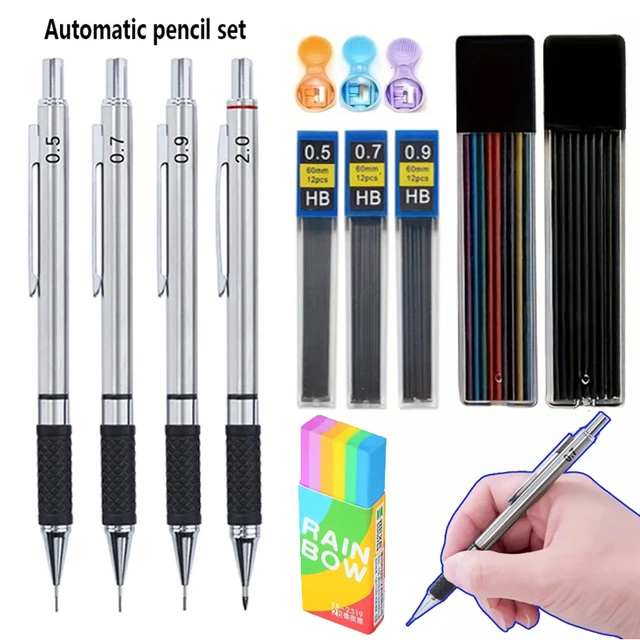 Set 3 Matite Meccaniche Con Mine - 0.3mm, 0.5mm, 0.7mm, Include 36 Mine HB, Per Disegno E Scrittura - Foto 3