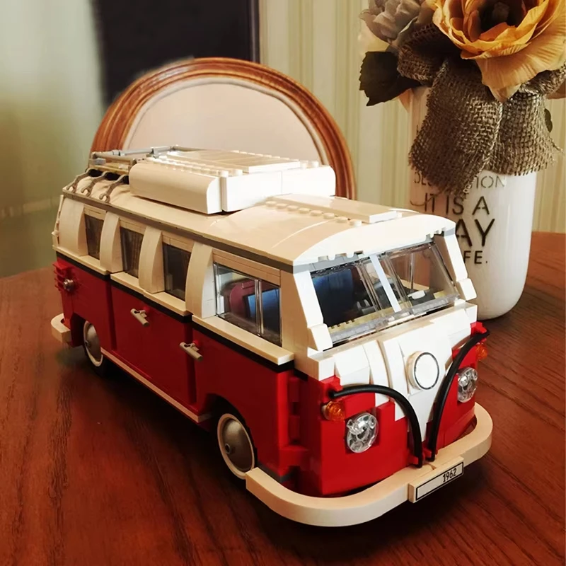 1332pcs Technical T1 Camper Van Bus Car Building Blocks Vehicle Assemble Model Fit MOC Set Bricks Toys For Boys Girl_voghion.com
