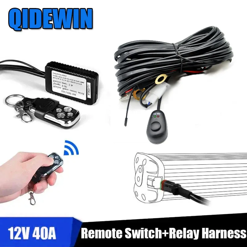 

LED Light Bar Wiring Harness Kit For 2 Lights 1 Light Fuse On-off Switch 12V 40A Relay 180/300W For 4-52 inch LED Work Light Bar