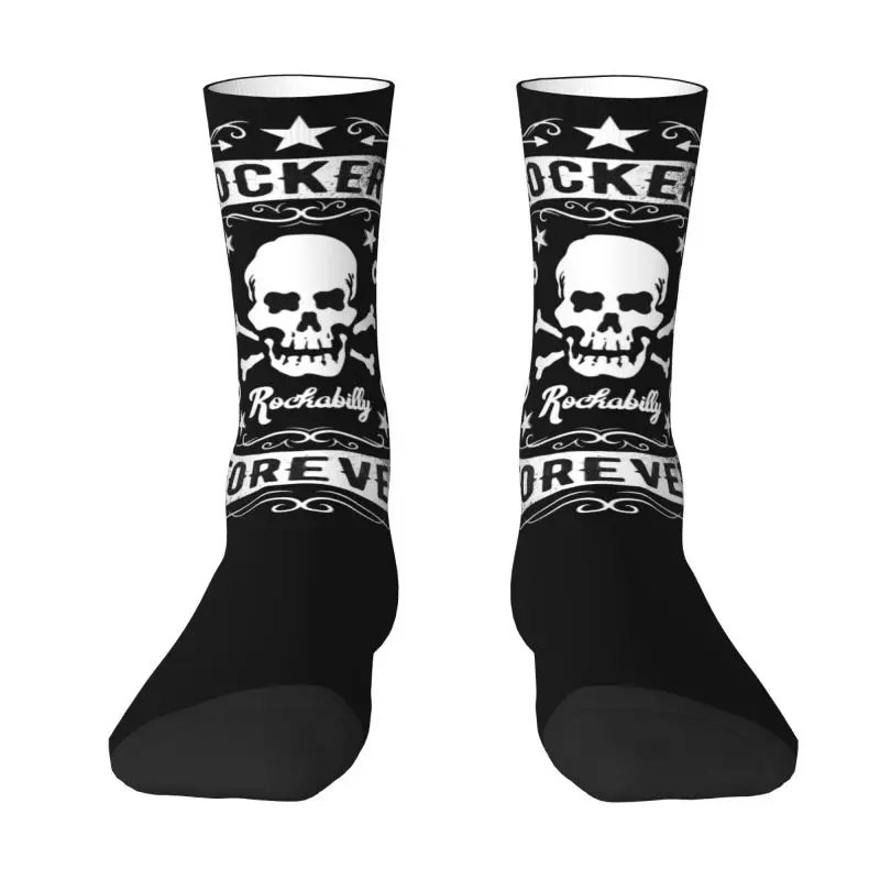 

Retro Bikers Skull Vintage Motorcycle Rocker Rockabilly Men's Crew Socks Unisex Cool 3D Printing Dress Socks