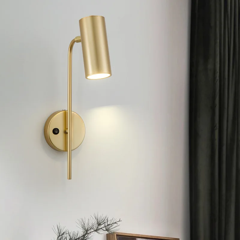 

LED Nordic Living Room Background Wall Lamp Post Modern Creative Simple and Rotatable Bedroom Bedside Lamp with Switch