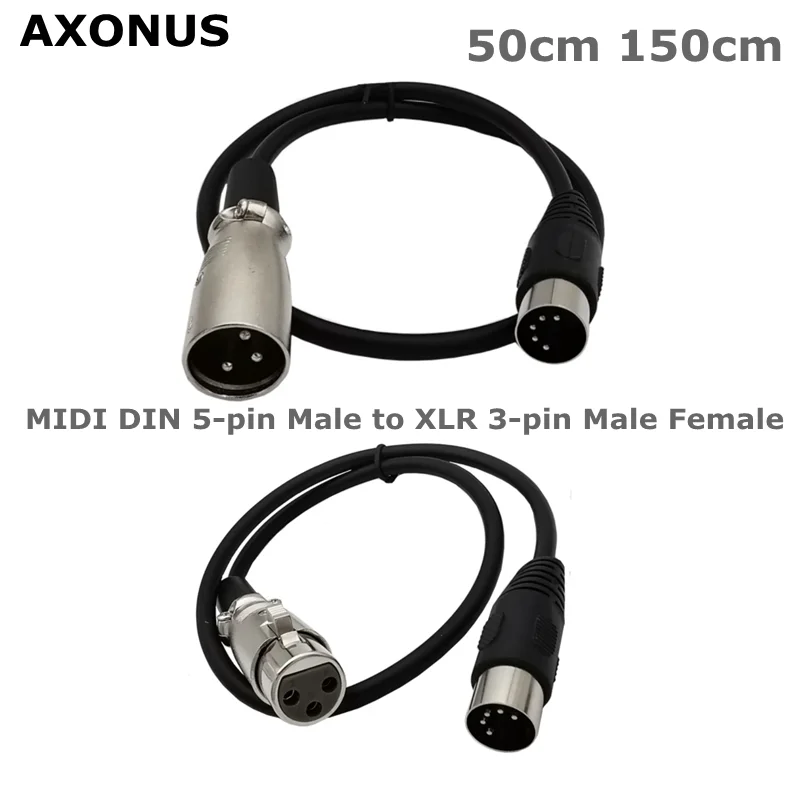 0.5m MIDI DIN 5핀 수컷에서 XLR 3핀 수컷/암컷 오디오 케이블, MIDI 또는 XLR 커넥터가 있는 악기나 케이블과 연결하기 위한 케이블