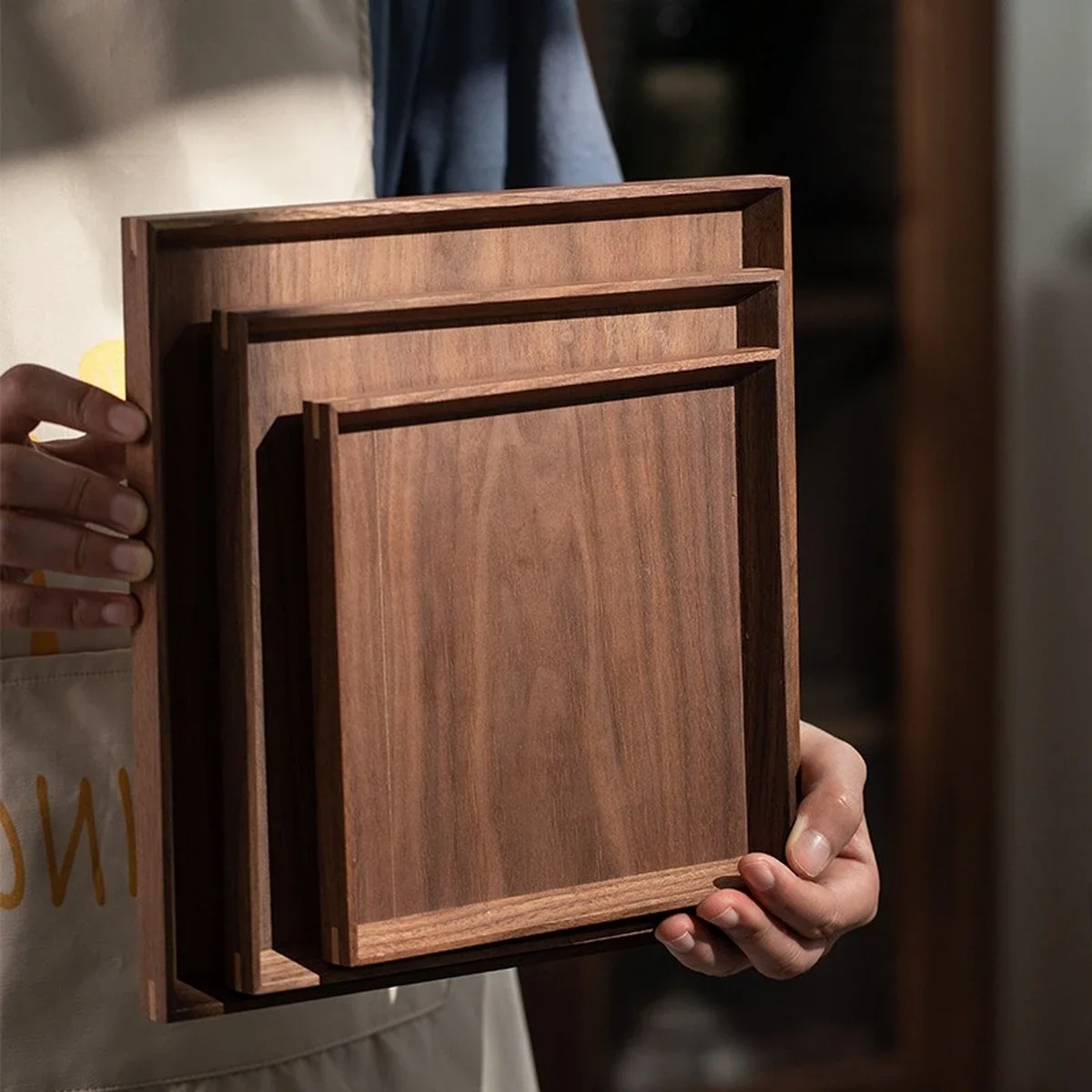 木製プレート ディスカウント サービングトレイ長方形木製サービング