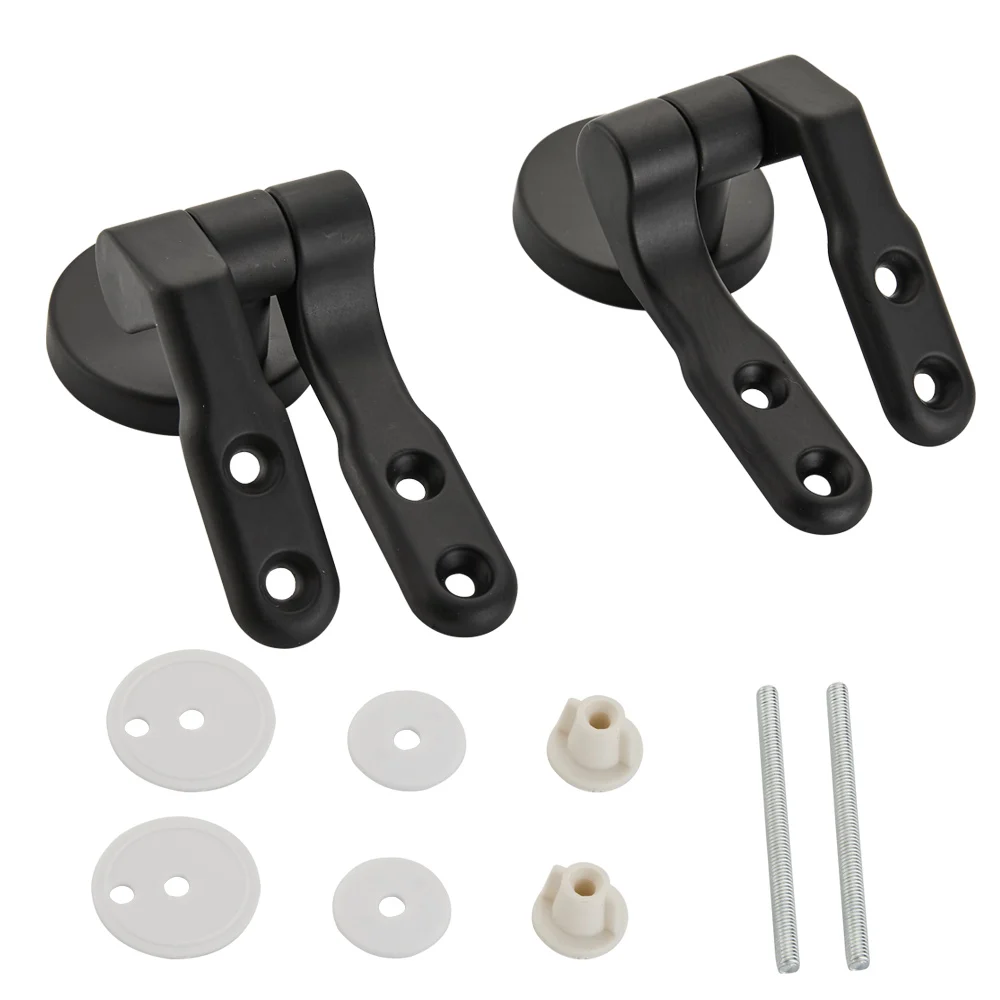 Universal Toilet Seat Hinges Replacement Hinges Set Toilet Lid Accessories Repair Kit Fits Most Seats Cover Lid Gold Black