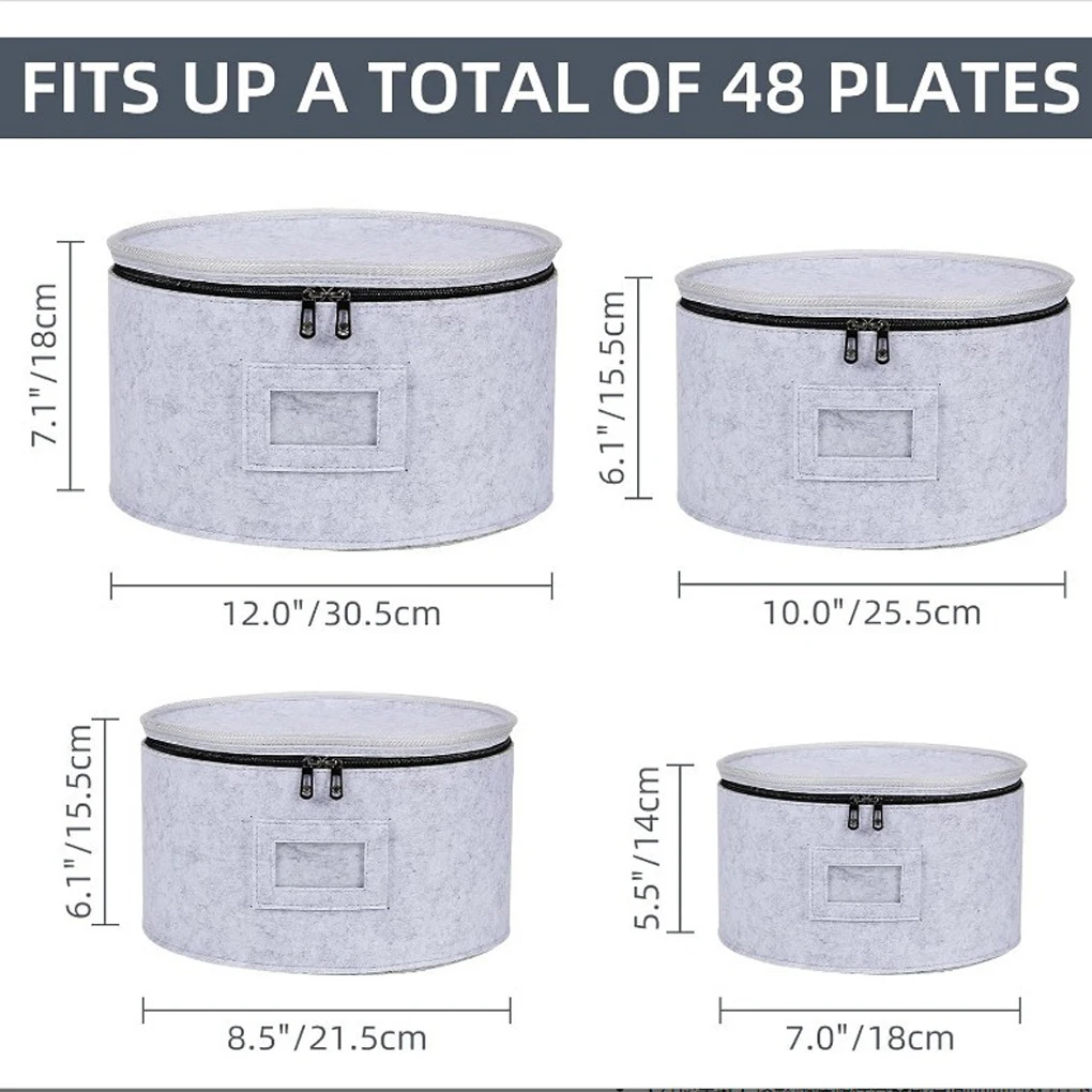 4Pcs/set Felt Storage Bag Glass Cup Plate Soup Spoon Case Dish Fabric Holder Porcelain Plates Anti-collision Felt Storage Bin 6