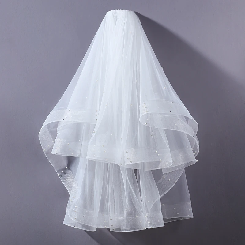 

Белая Фата, двухслойная фата длиной до локтя, подходит для женских свадебных аксессуаров
