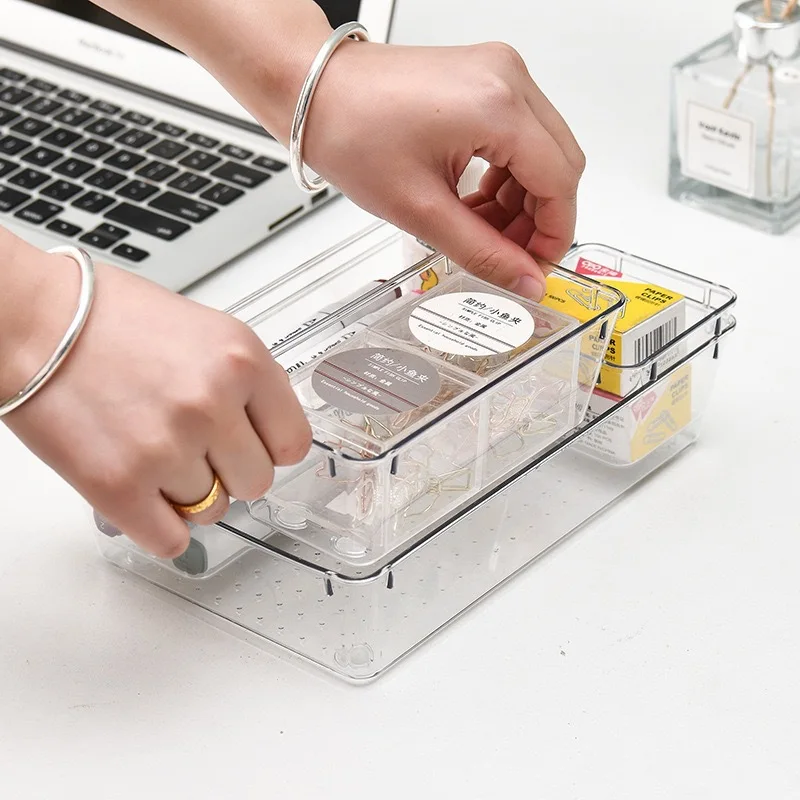 투명 PET 플라스틱 데스크탑 서랍 정리함 주방 악세사리 화장품 소형 도구 보관함 아크릴 소재 심플 스타일