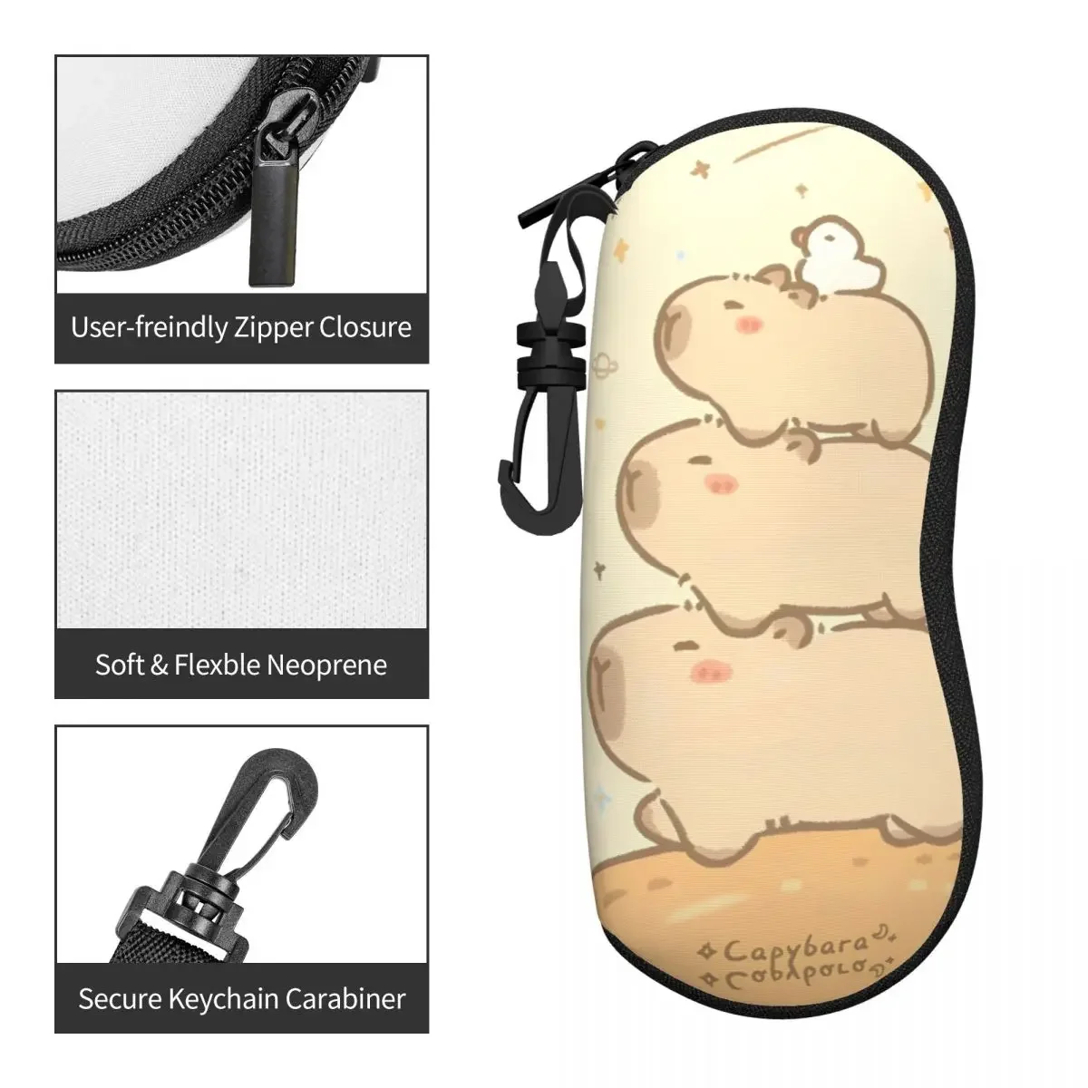 Cartoon Capybara Glasses Case Key Chain Sunglasses Case Men Women Daily Eyeglass Cases Cover Cute Eyewear Box