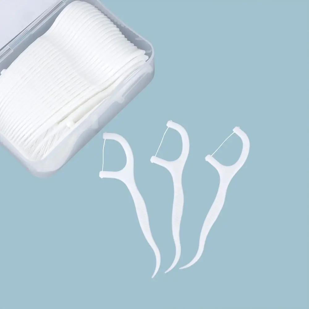 50Pcs/Box High Tensile Strength Dental Floss Disposable Fresh Flavor Floss Stick Carrying Case Toothpick Oral Hygiene Care